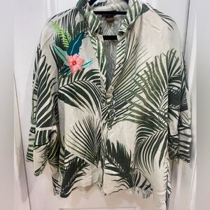 Vineet Bahl Green Leaf Print Blouse